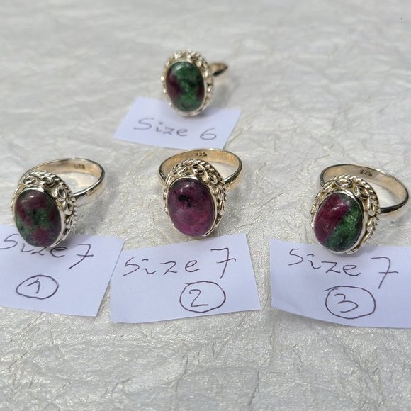 Ruby Zoisite ring sterling silver -Unique gemstone ring - Picture 8 of 16
